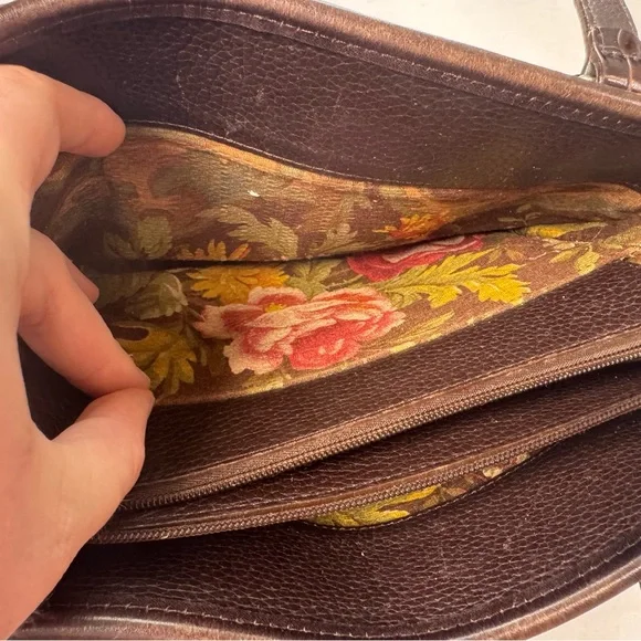 Brighton Pebbled Leather Croco Embossed Shoulder Bag Purse Handbag - Picture 8 of 11